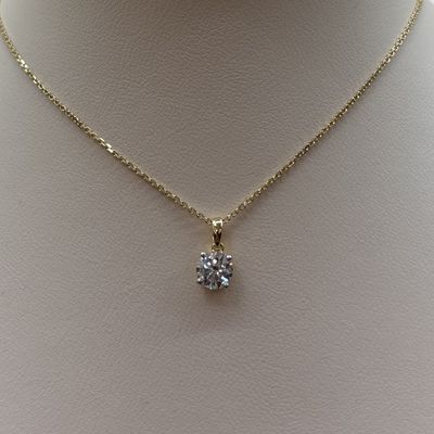 14KY 1ct Solitare Oval-Cut Pendant