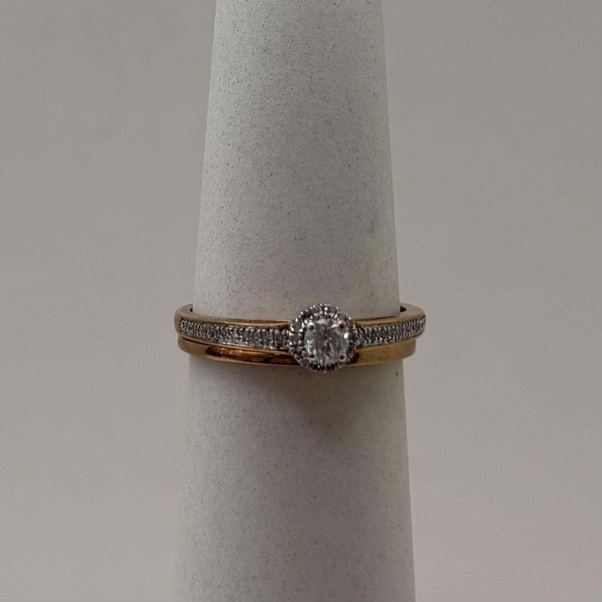 10KY Swirl/Halo Diamond Bridal Set, Material: RG Single