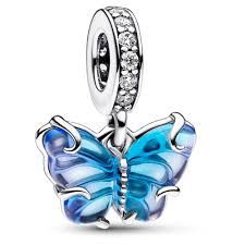 Blue Murano Glass Butterfly Dangle Charm - 792698C01