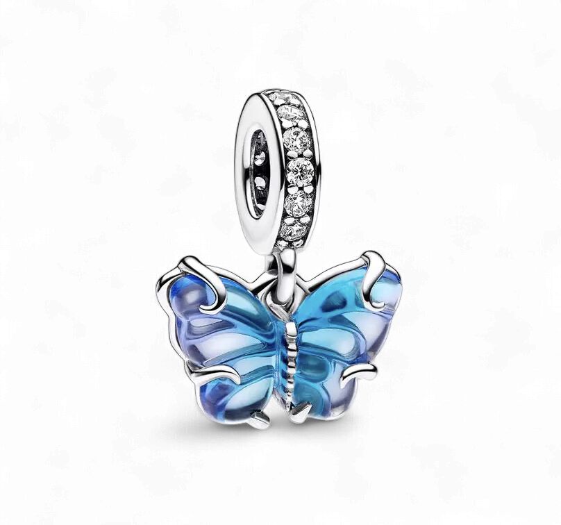 Blue Murano Glass Butterfly Dangle Charm-792698C01