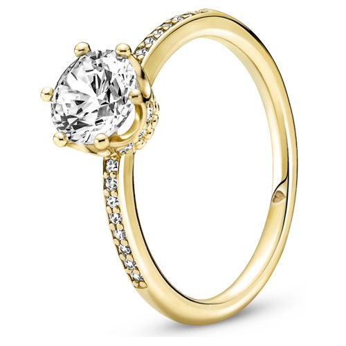 Clear Sparkling Crown Solitaire Ring  - 168289C01
