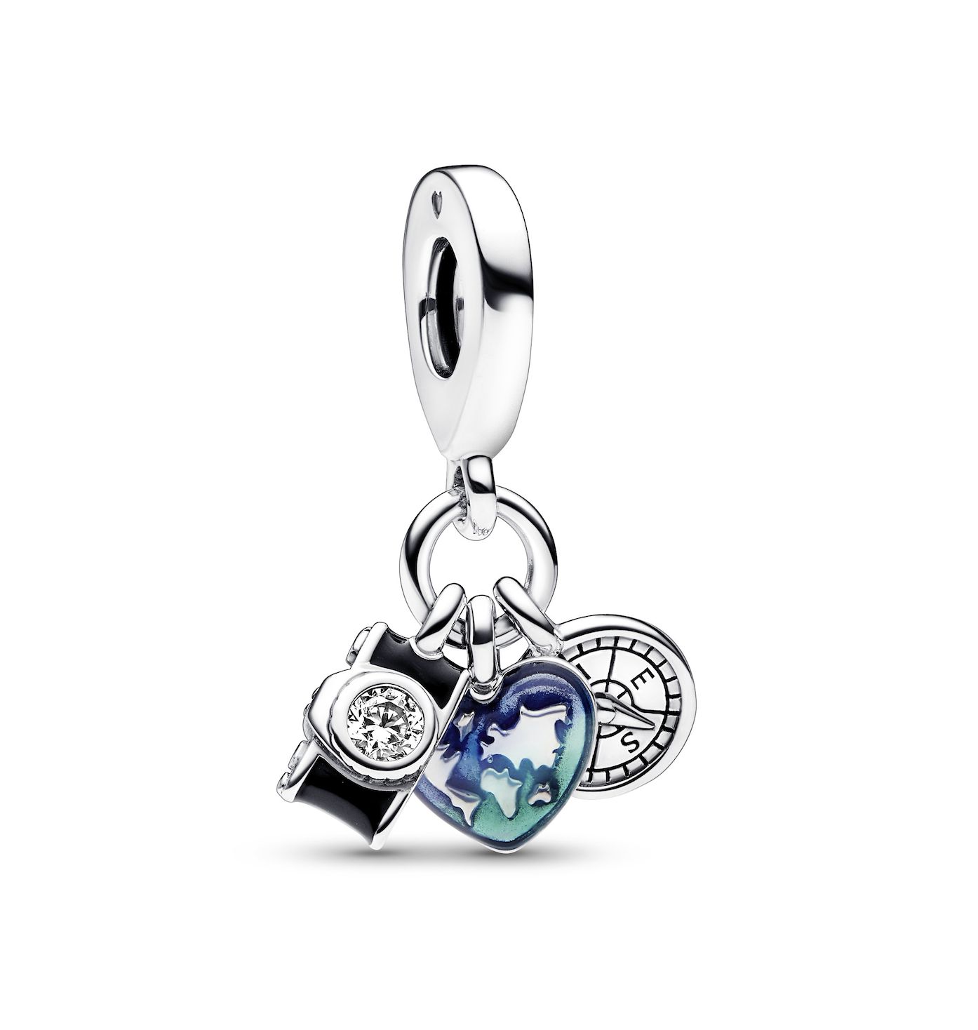 Camera, Heart &amp; Compass Triple Dangle Charm-792703C01