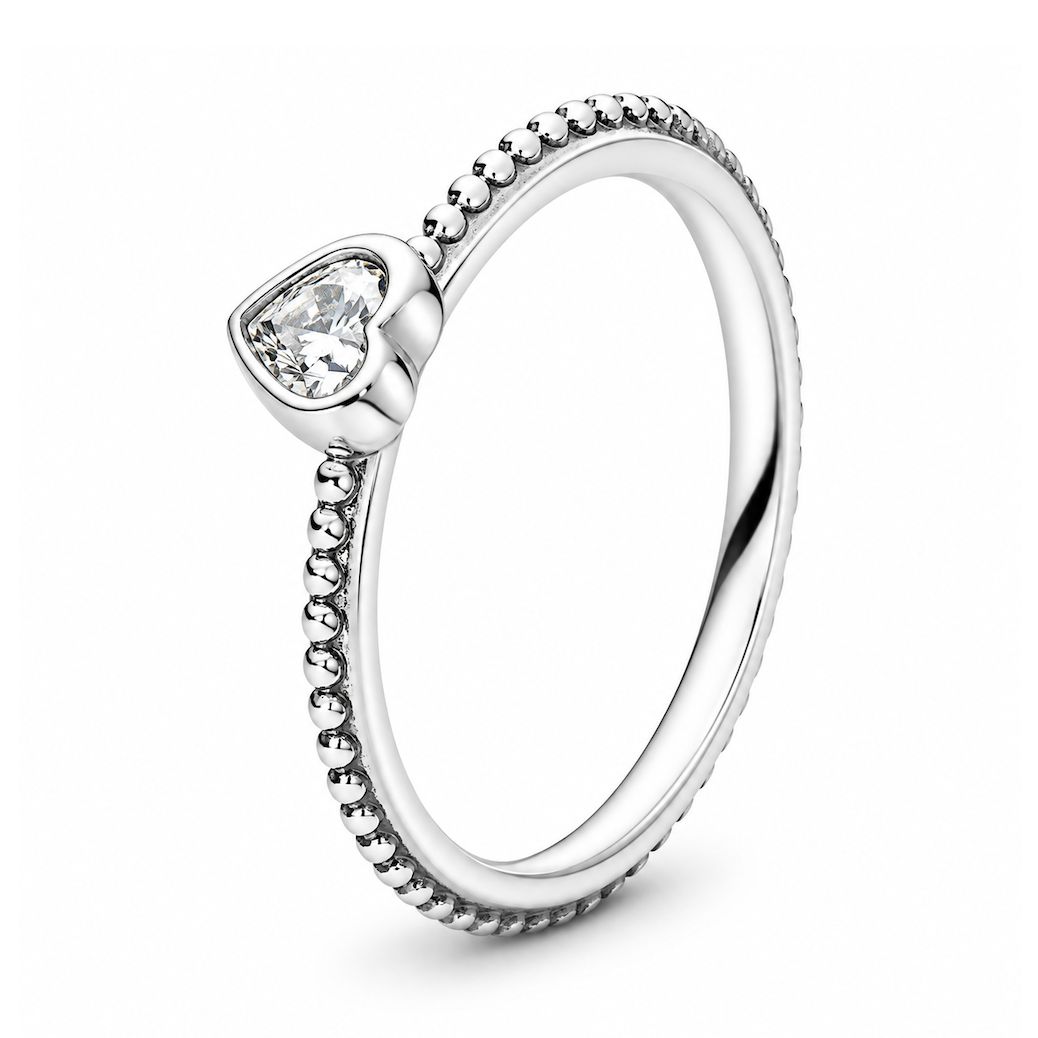 Clear Heart Beaded Ring-190896CZ