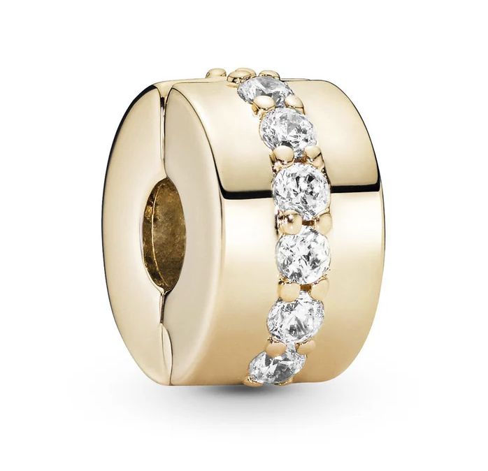 Clear Sparkling 14k Solid Gold Row Clip Charm -759518C01