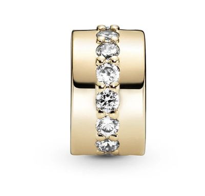 Clear Sparkling 14k Solid Gold Row Clip Charm -759518C01