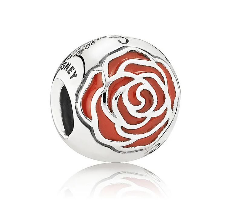 Disney Belle Enchanted Rose Silver Charm-791575EN09