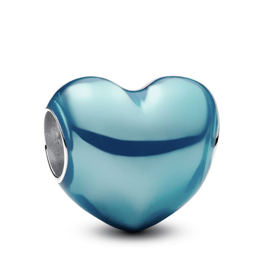 Metallic Sky Blue Heart Charm - 793337C06