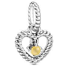 Honey Beaded Heart Dangle Charm - 798854C11