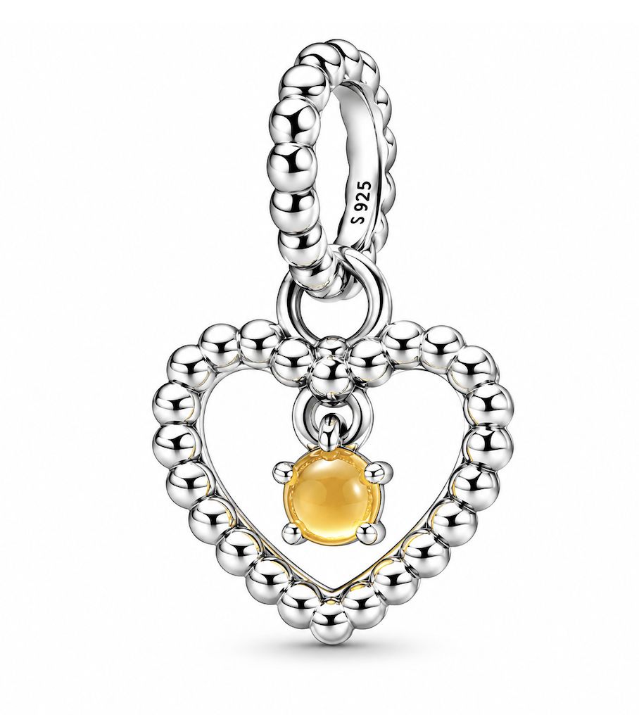 Honey Beaded Heart Dangle Charm - 798854C11
