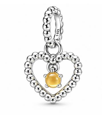 Honey Beaded Heart Dangle Charm - 798854C11