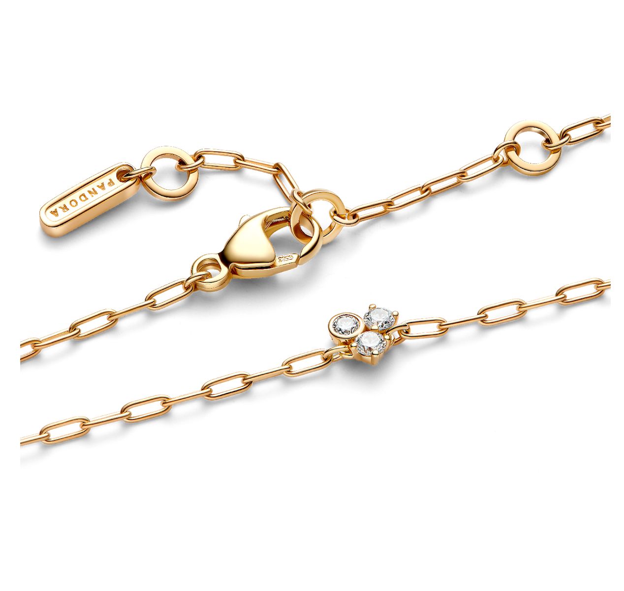 Era Bezel Lab-Grown Diamond Cluster Paperclip Chain Bracelet553731C01, Size: 16