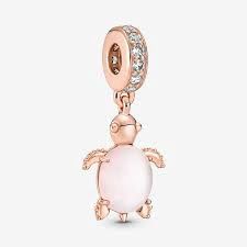 Murano Glass Pink Sea Turtle Dangle Charm - 788939C01