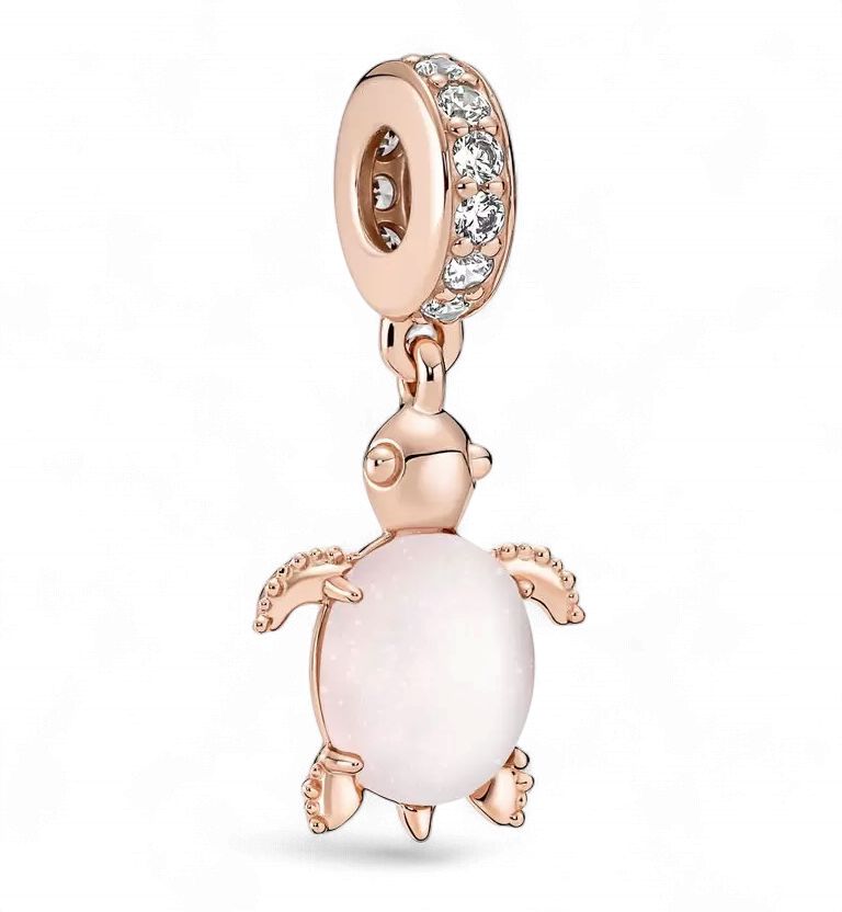Murano Glass Pink Sea Turtle Dangle Charm - 788939C01
