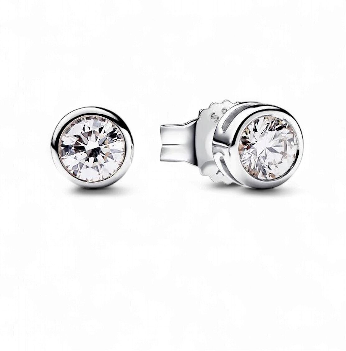 Pandora Era Bezel Sterling Silver Lab-Grown Diamond Earrings, Round Brilliant - 292857C01