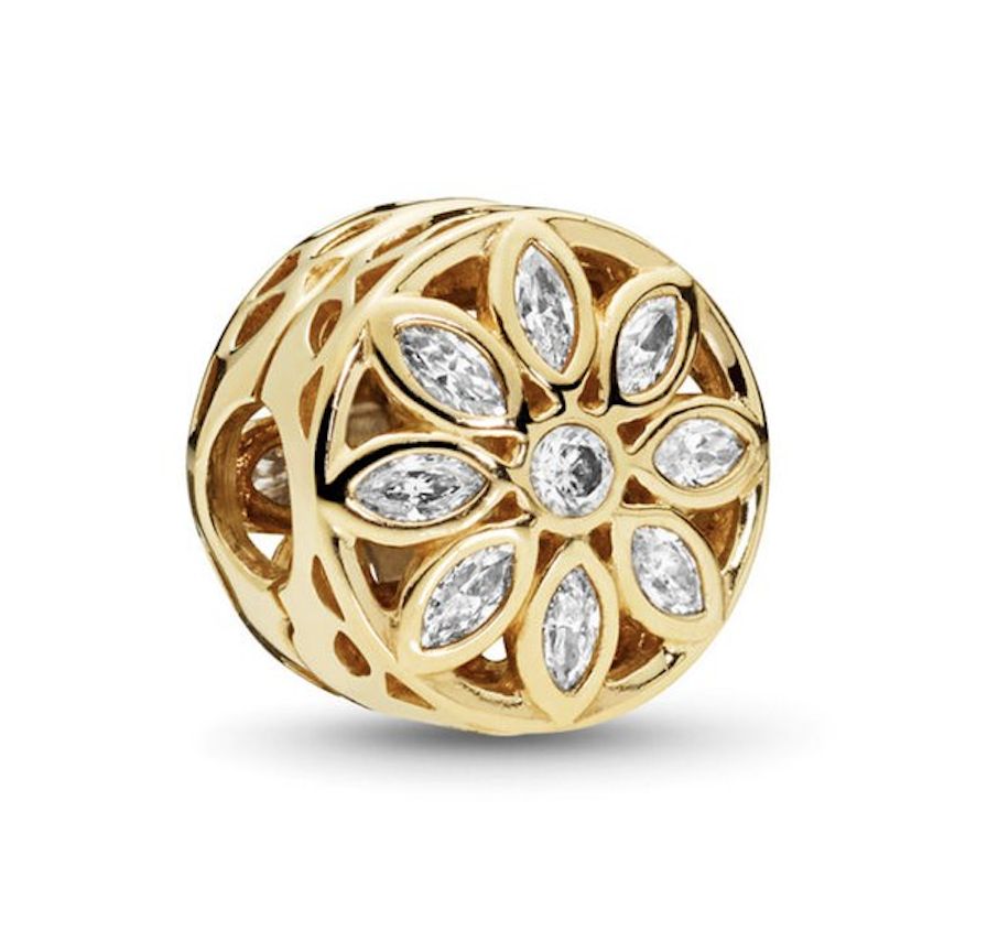 Openwork Marquise Flower 14k Solid Gold Clip Charm-757639CZ