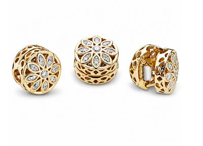 Openwork Marquise Flower 14k Solid Gold Clip Charm-757639CZ