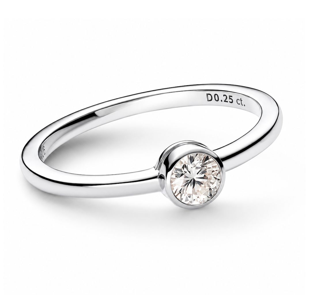Pandora Era Bezel Sterling Silver Lab-Grown Diamond Ring - 192894C01, Size: 48