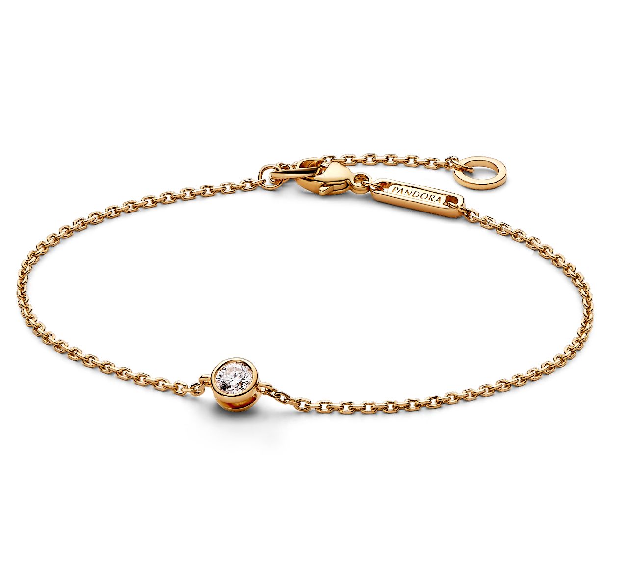 Pandora Era Bezel 14k Gold Lab-Grown Diamond Chain Bracelet-552847C01
