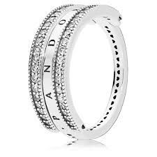 Pandora Logo &amp; Hearts Ring  - 197404CZ