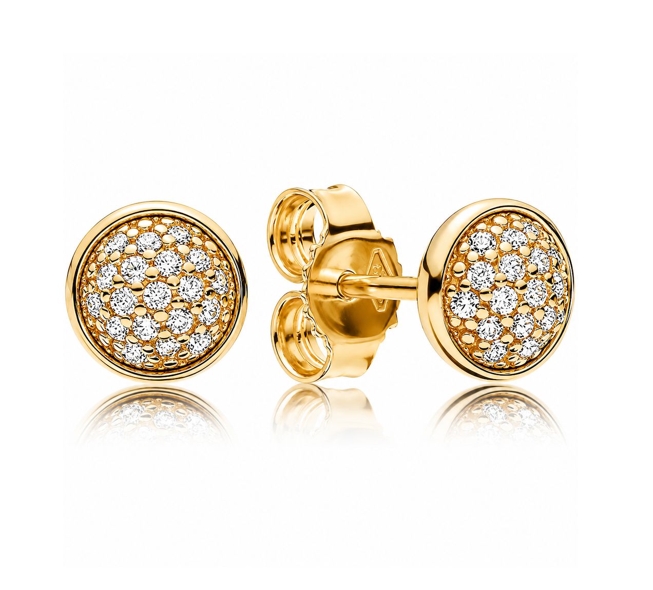 Pavé Stud Earrings 14k Gold - 256212CZ