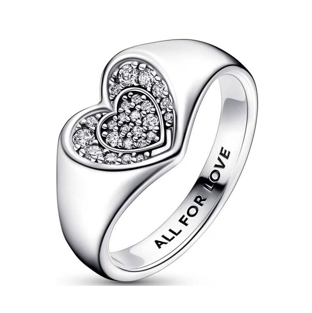 Radiant Heart Pavé Signet Ring-192491C01