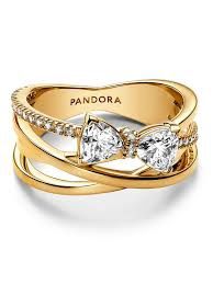 Sparkling Bow &amp; Crossover Band Ring - 163511C01