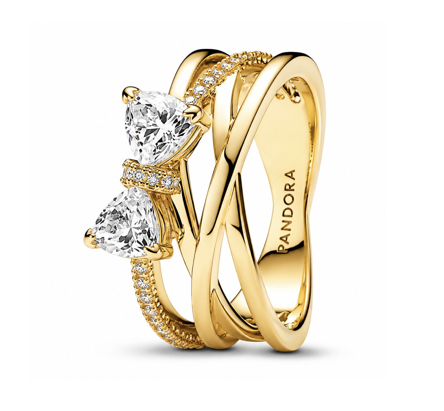Sparkling Bow &amp; Crossover Band Ring-163511C01