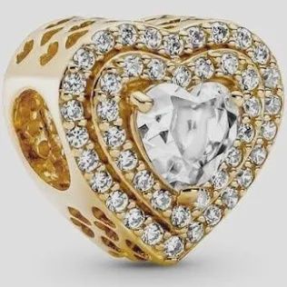 Sparkling Levelled Hearts Charm - 759517C01