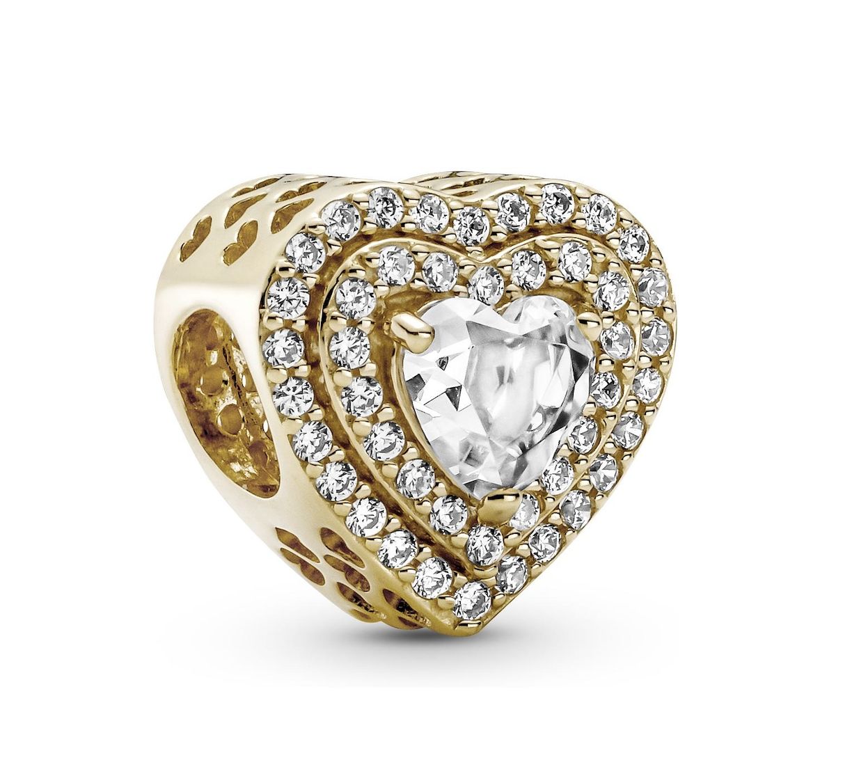 Sparkling Levelled Hearts 14k Solid Gold Charm-759517C01
