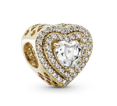 Sparkling Levelled Hearts 14k Solid Gold Charm-759517C01