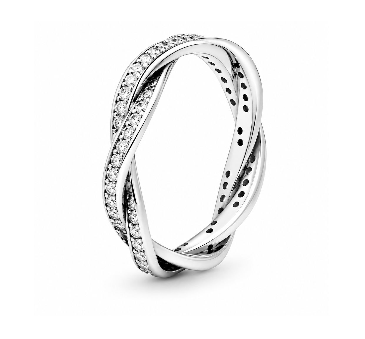Sparkling Twisted Lines Ring-190892CZ