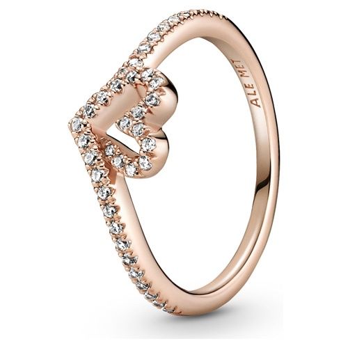 Sparkling Wishbone Heart Ring - 189302C01
