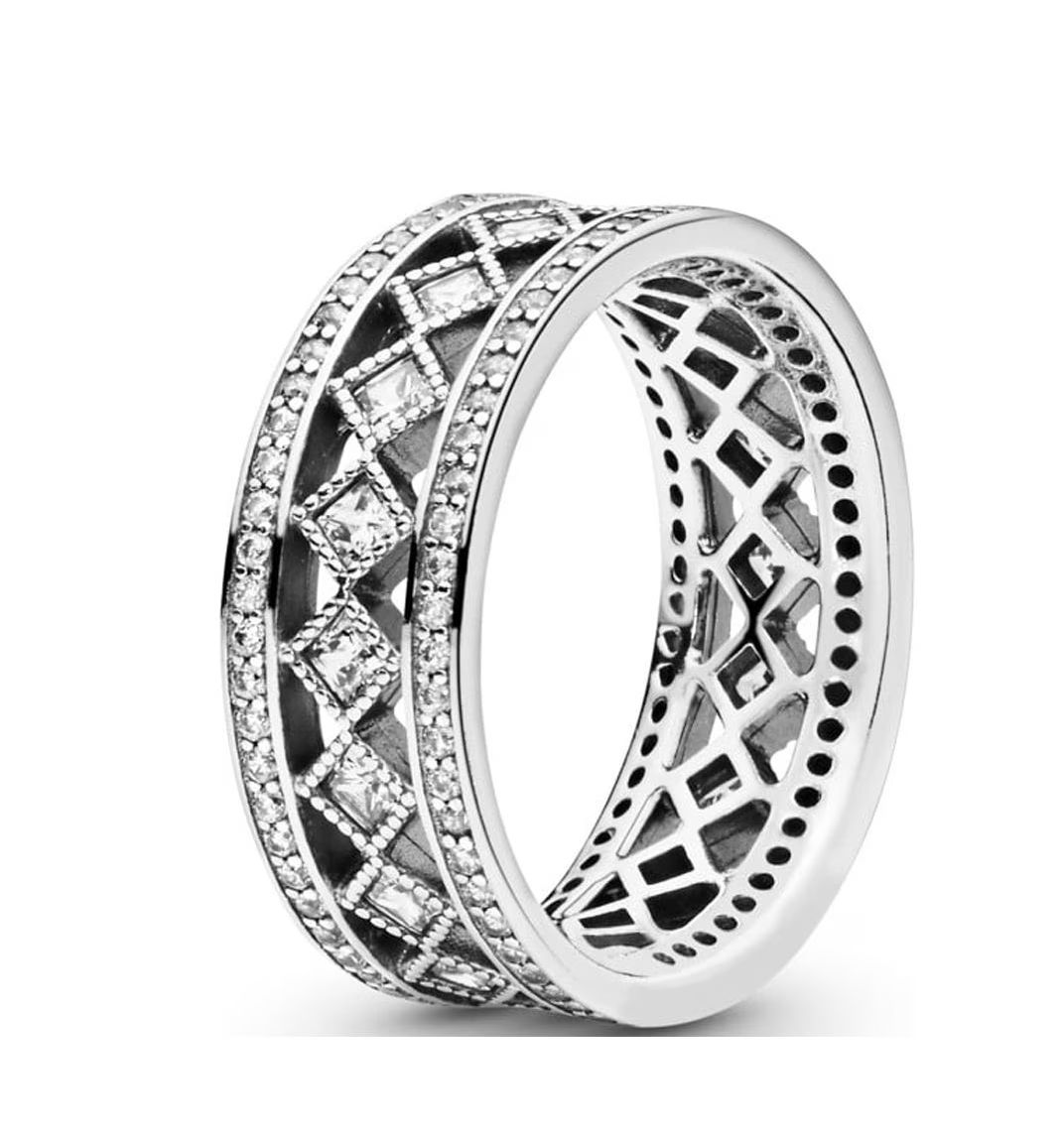 Vintage Openwork Band Ring-191007CZ