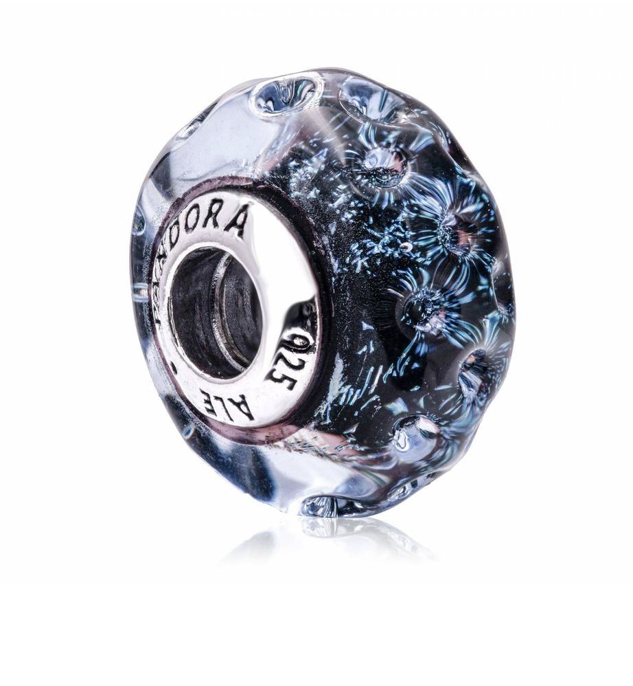 Wavy Dark Blue Murano Glass Ocean Charm - 798938C00