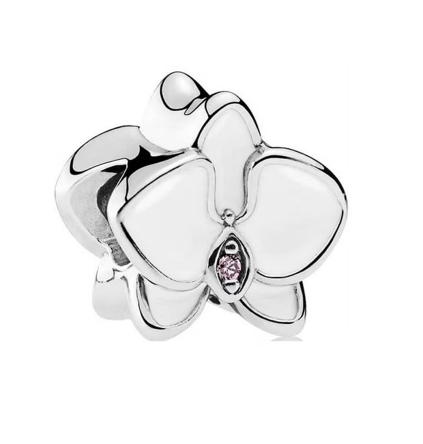 White Orchid Silver Charm - 792074EN12