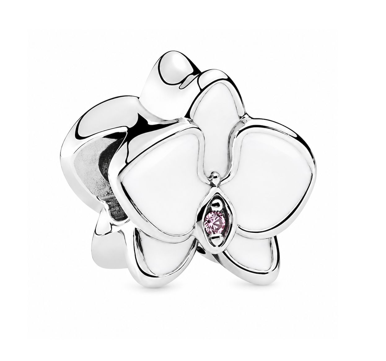 White Orchid Silver Charm-792074EN12