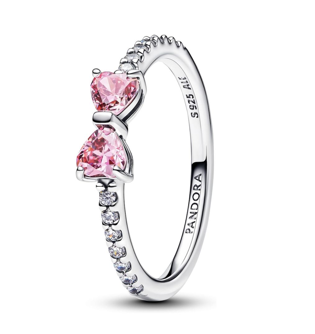 Sparkling Pink Bow Ring-193510C01
