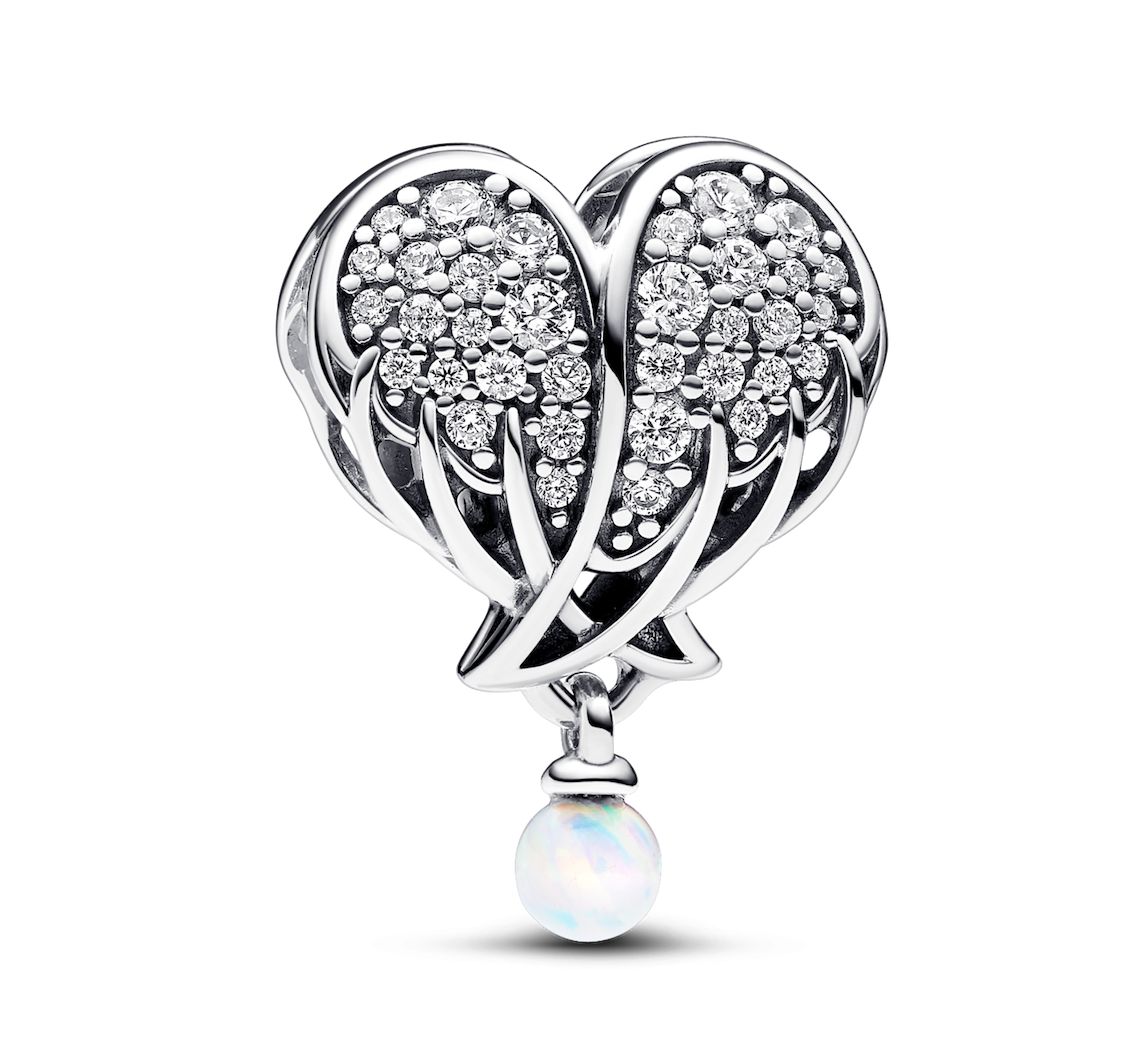 Sparkling Angel Wings &amp; Heart Charm-792980C01