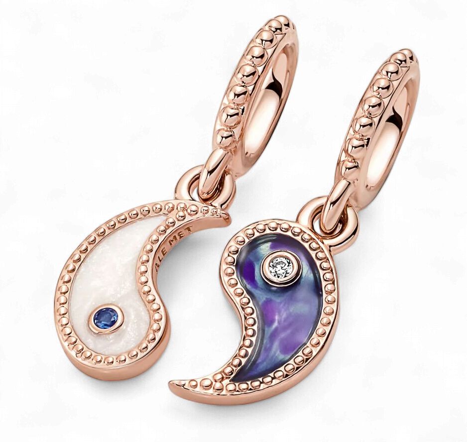 Splittable Yin &amp; Yang Sparkling Dangle Charm - 780098C01