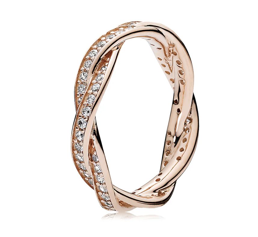 Sparkling Twisted Lines Ring-180892CZ