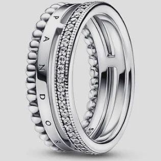 Pandora Signature Logo Pavé &amp; Beads Ring  - 192312C01