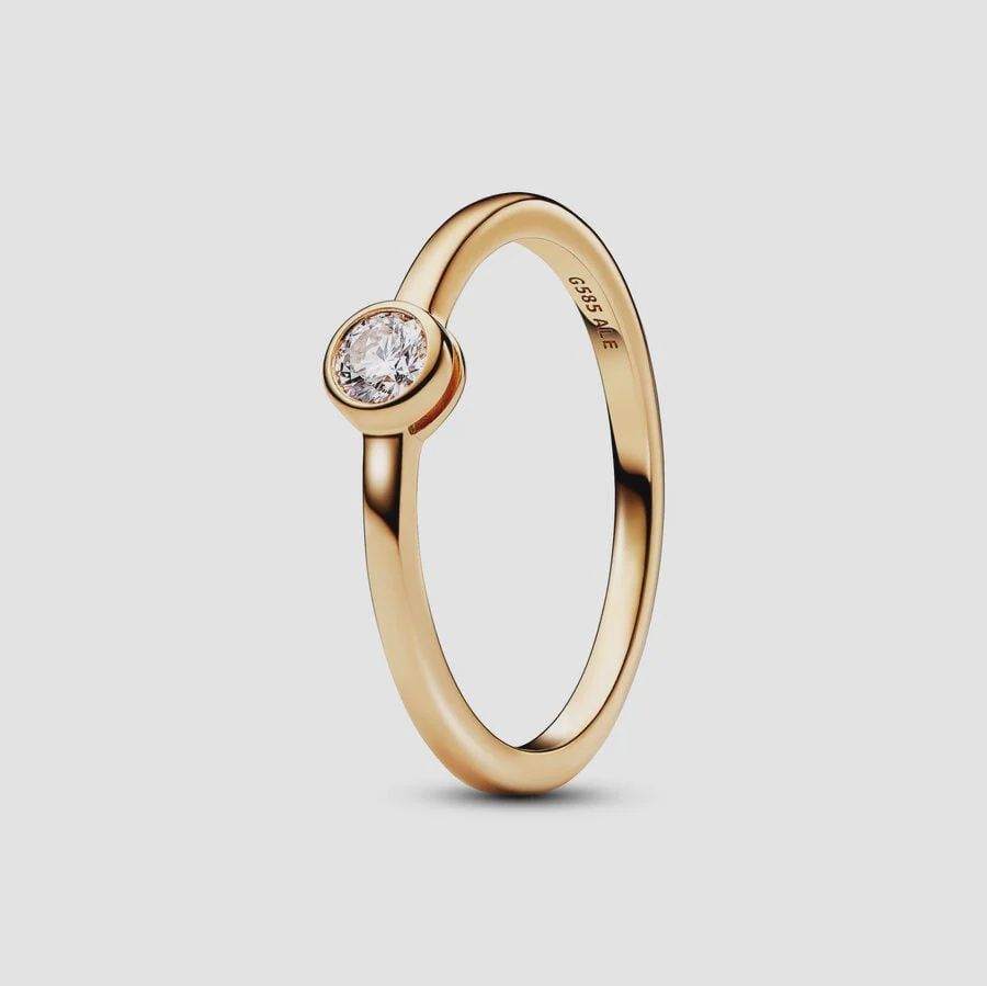 14k Gold ring with 0.15 ct TW GJ VS+ excellent cut round brilliant lab-created diamond