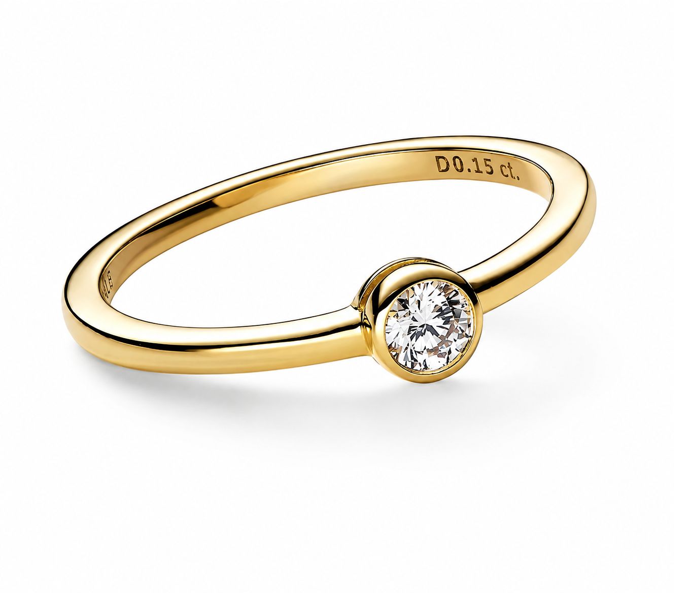 Pandora Era Bezel 14k Gold Lab-grown Diamond Ring (0.15ct) 152894C01, Size: 48