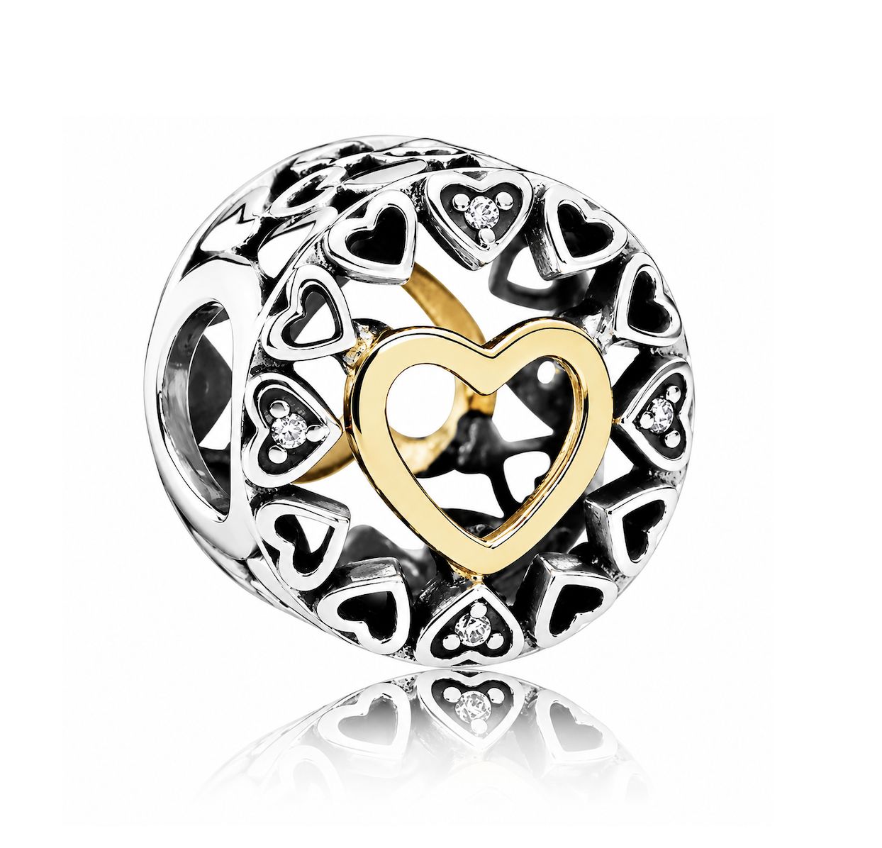 Openwork Heart Silver Charm-792009CZ