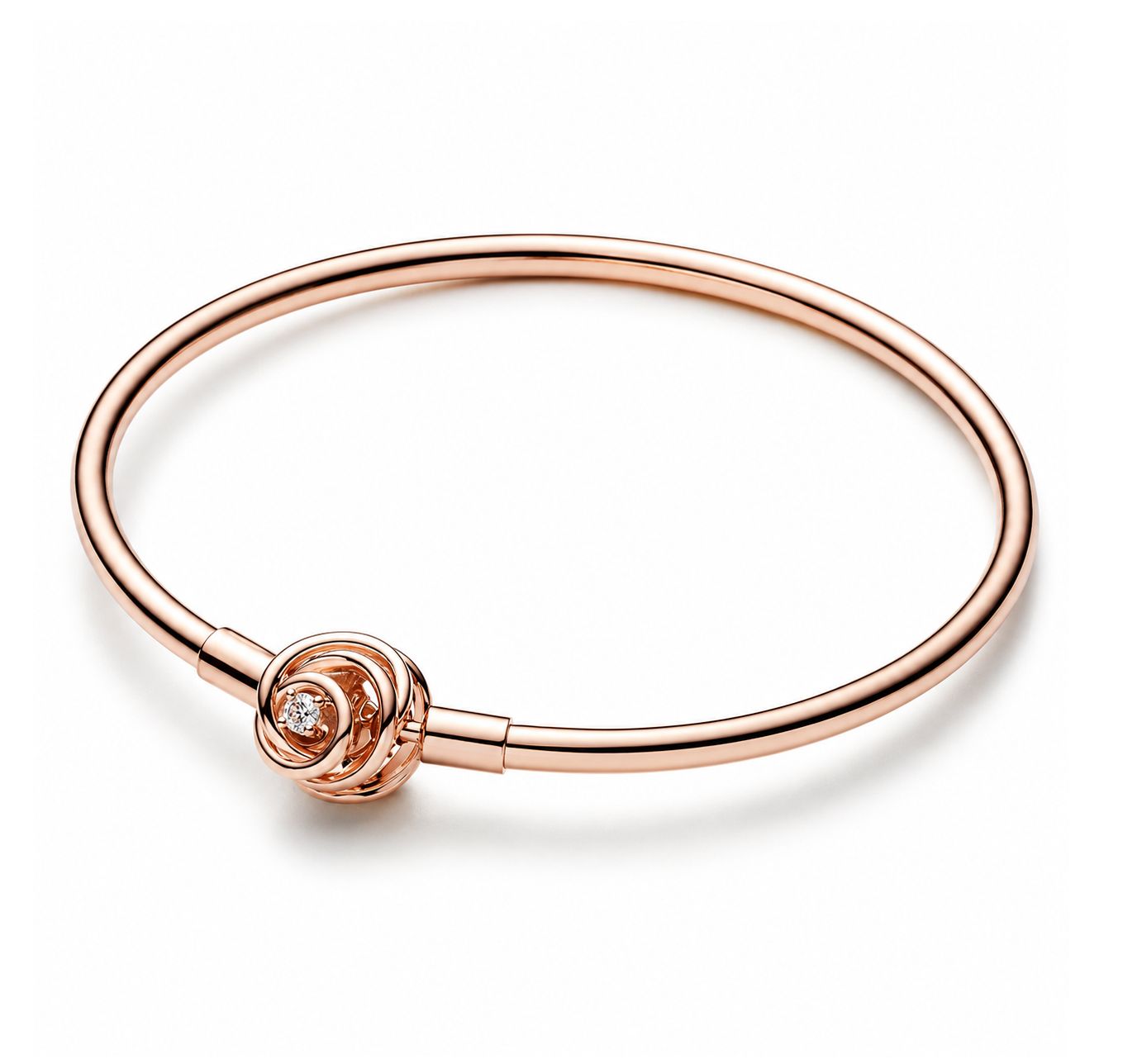 Pandora Moments Rose-Gold Encircled Clasp Bangle -583230C01