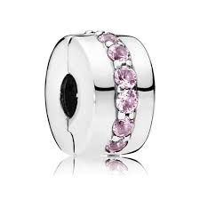 Pink Sparkling Row Clip Charm - 791972PCZ