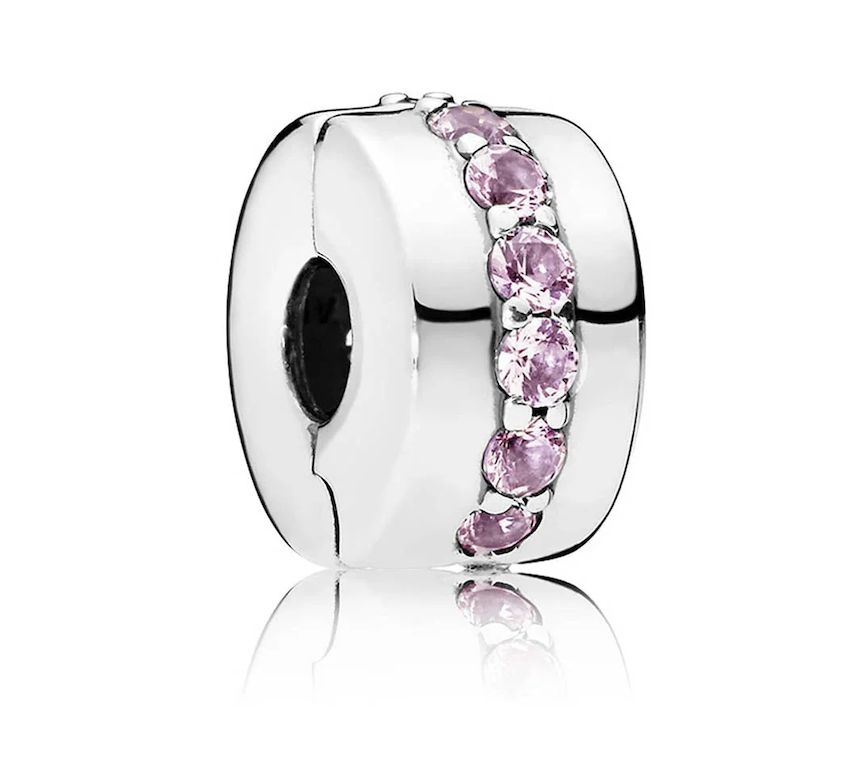 Pink Sparkling Row Clip Charm-791972PCZ