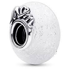 Glittery White Murano Glass Mum &amp; Love Charm - 792655C00