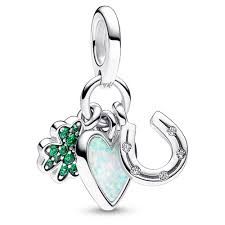 Four Leaf Clover, Heart and Horseshoe Triple Dangle Charm - 792755C01