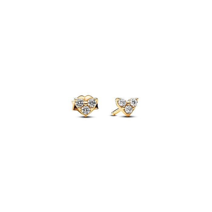 Triple Stone Heart Stud Earrings - 263003C01